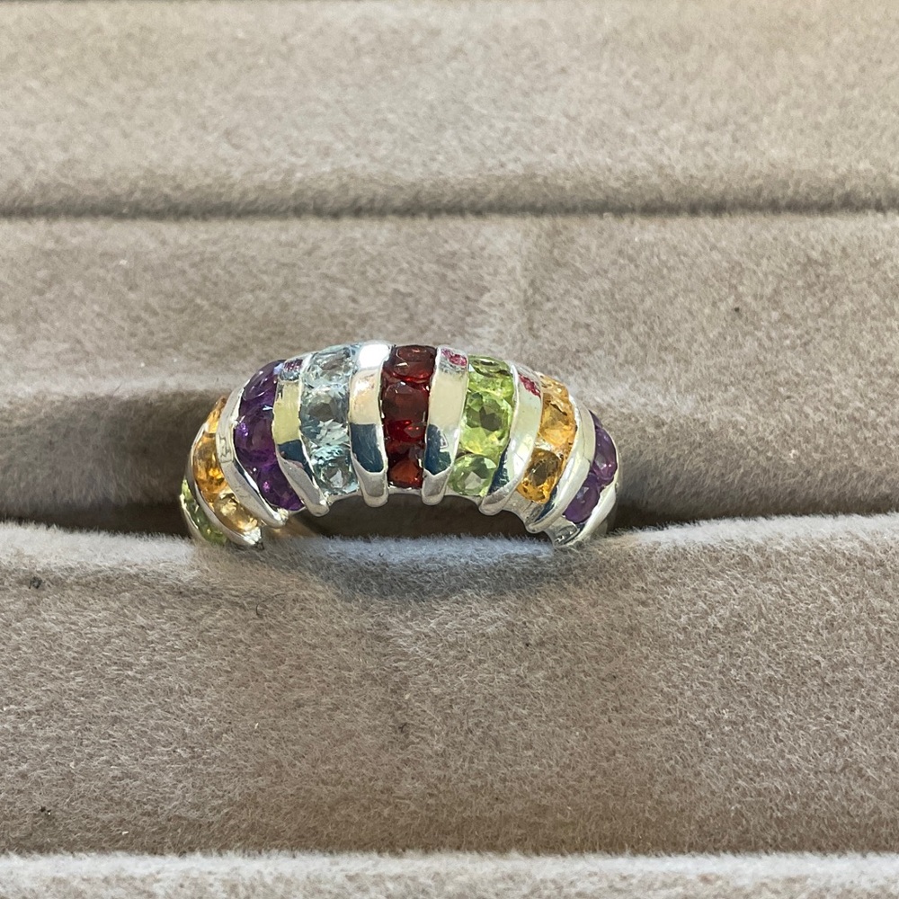 Multicolor Gemstone Sterling Silver Ring